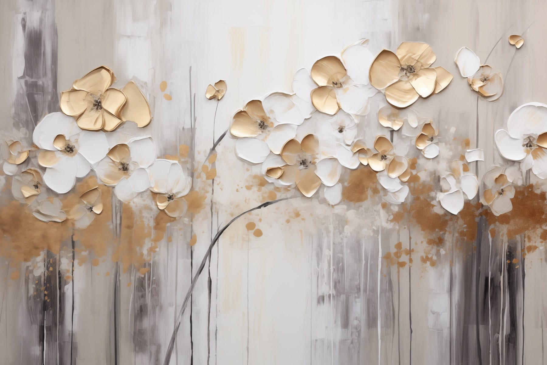 s42713p - Peinture de fleurs sur un mur - tegory