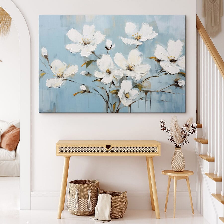 Peinture de fleurs blanches
