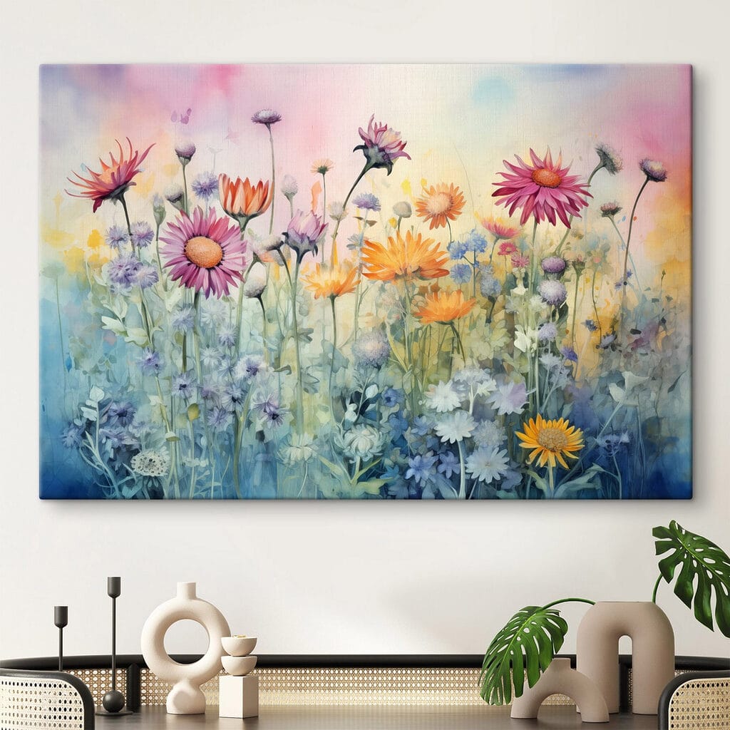 Painting of flowers in a field Painting of flowers in a field