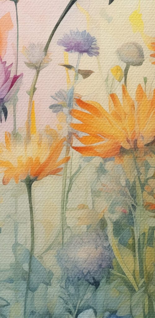Painting of flowers in a field Painting of flowers in a field