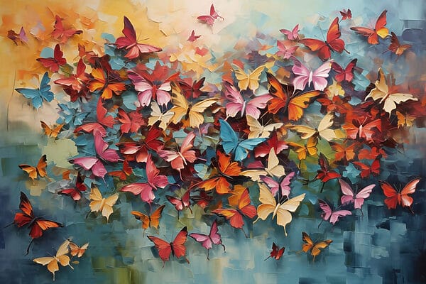 Groupe de papillons sur fond bleu s42728p 600x400 - Groupe de papillons sur fond bleu