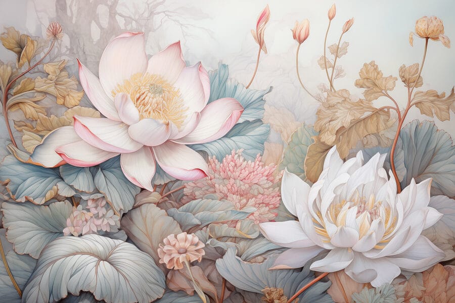 Peinture de fleurs et de feuilles
