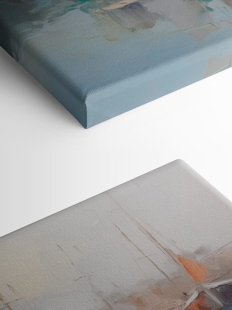 Painting of boats in a harbor