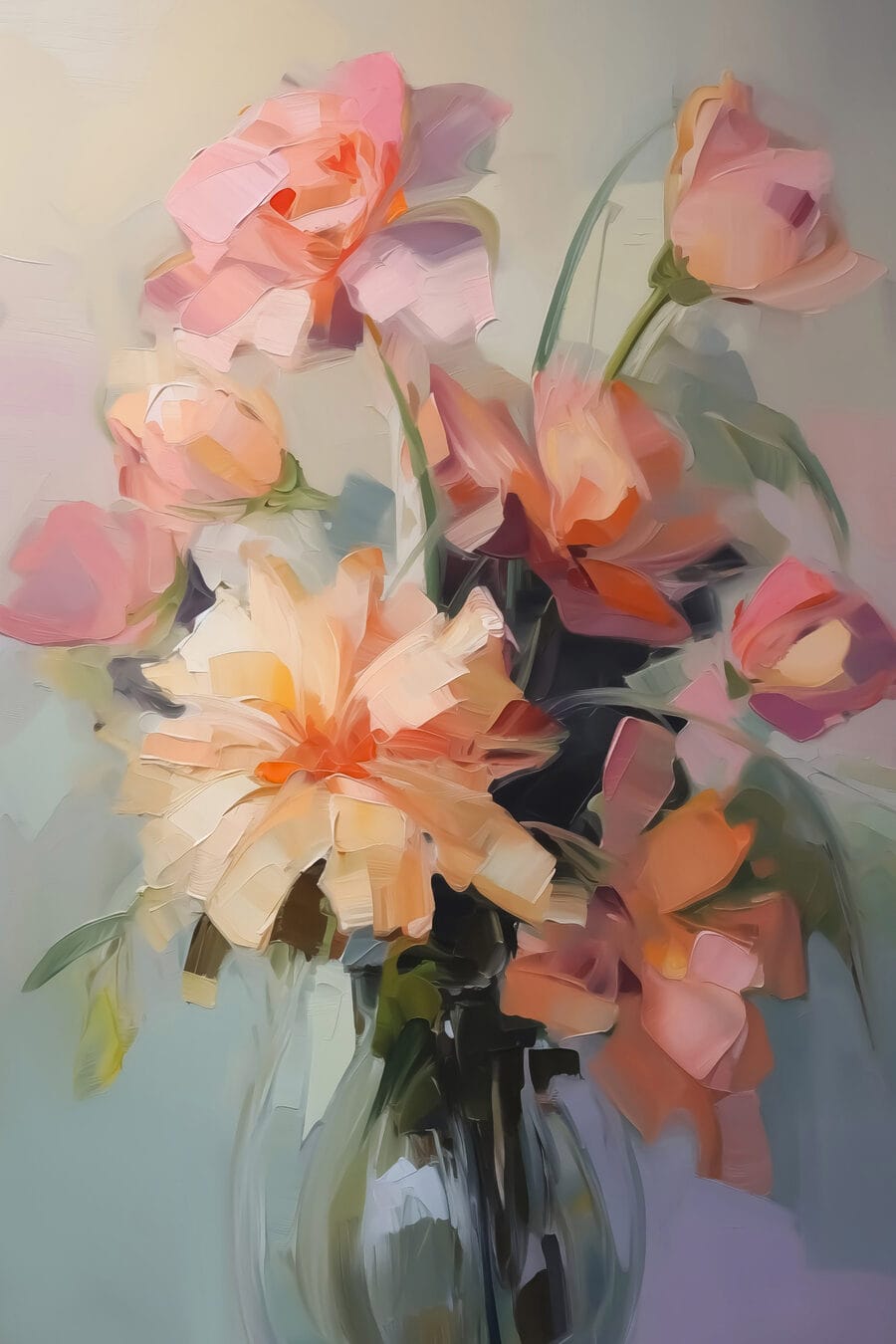 Peinture de fleurs dans un vase