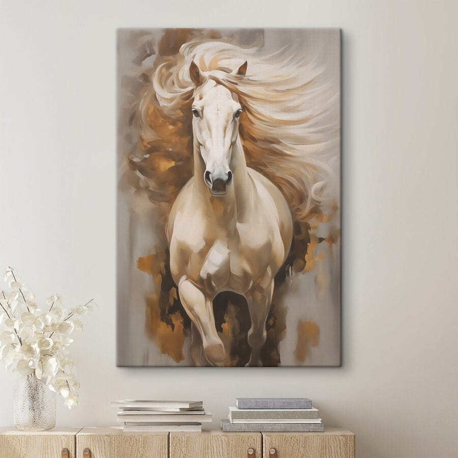Peinture d'un cheval avec une longue crinière