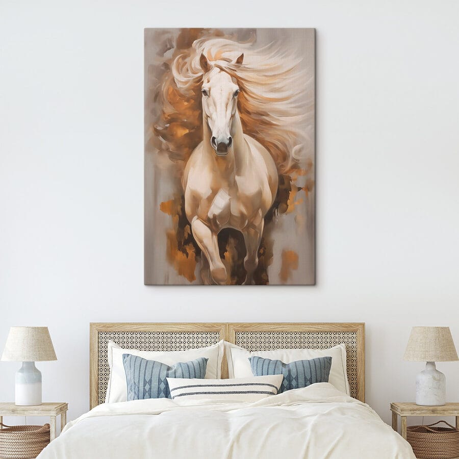 Peinture d'un cheval avec une longue crinière