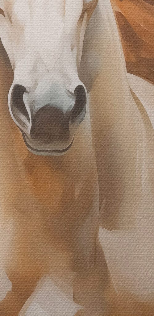 Painting of a horse with a long mane