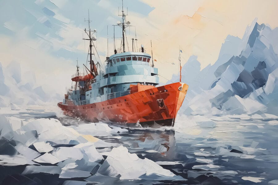 Peinture d'un bateau dans l'eau