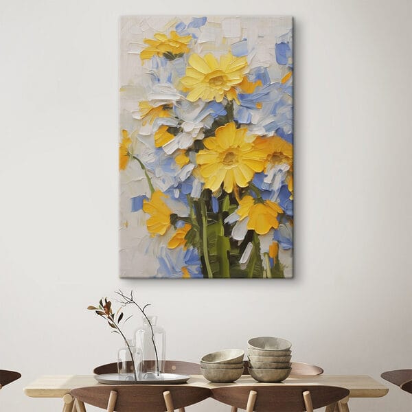 Tableaux Peinture de fleurs jaunes et bleues Tableaux Peinture de fleurs jaunes et bleues