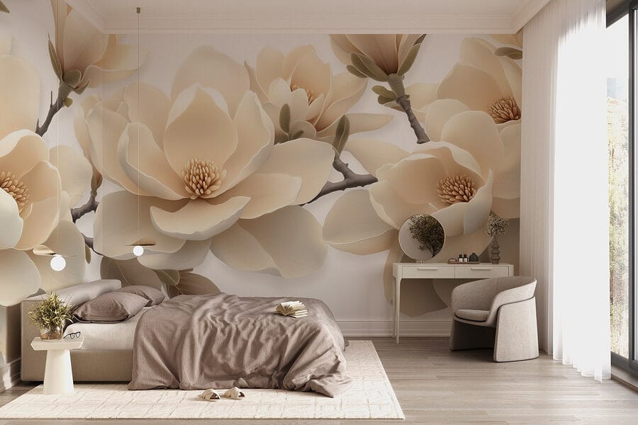 Fleurs blanches sur une branche