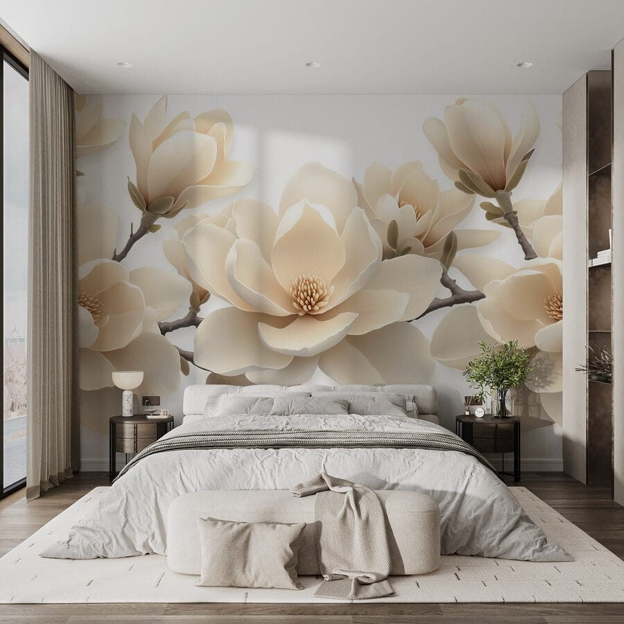 Fleurs blanches sur une branche