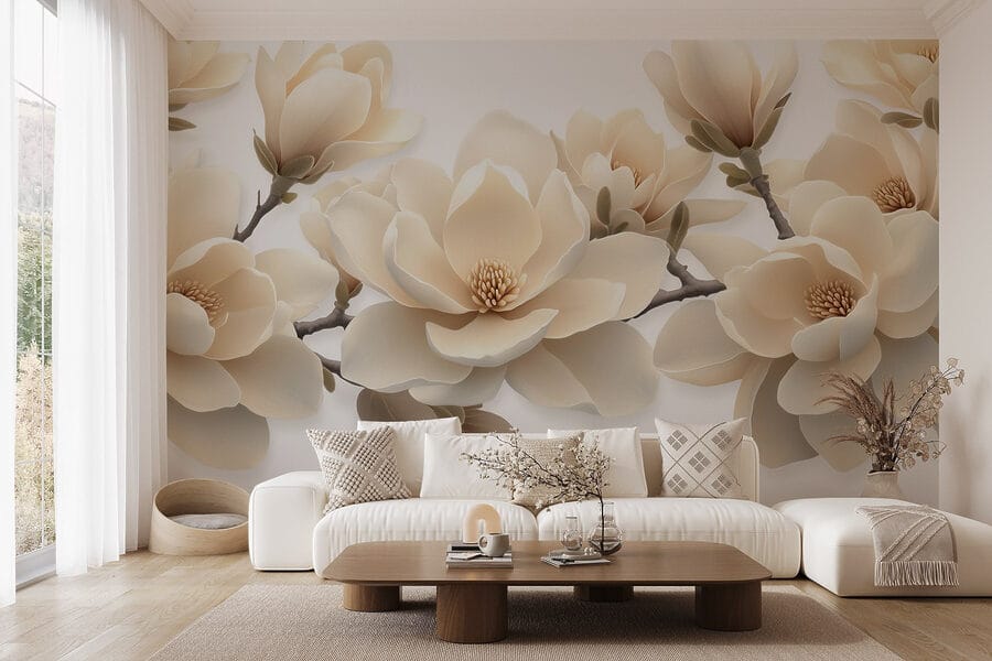 Fleurs blanches sur une branche