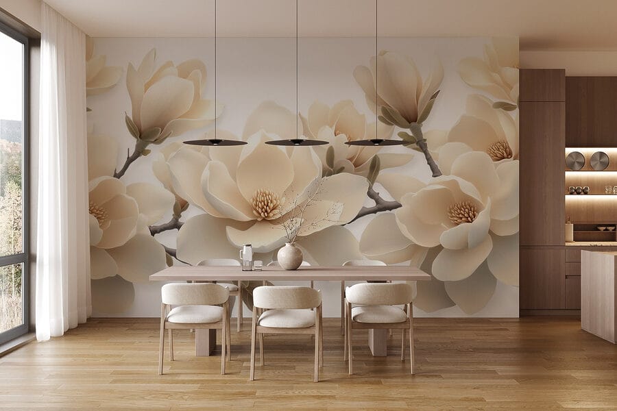 Fleurs blanches sur une branche