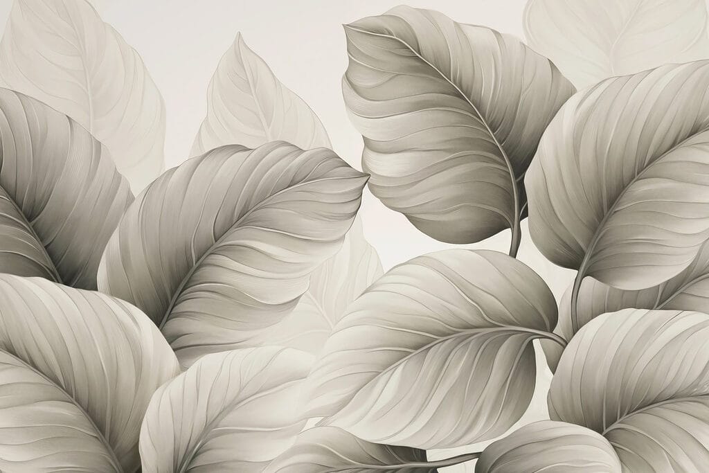 Feuilles luxuriantes dans des tons doux et monochromes Feuilles luxuriantes dans des tons doux et monochromes