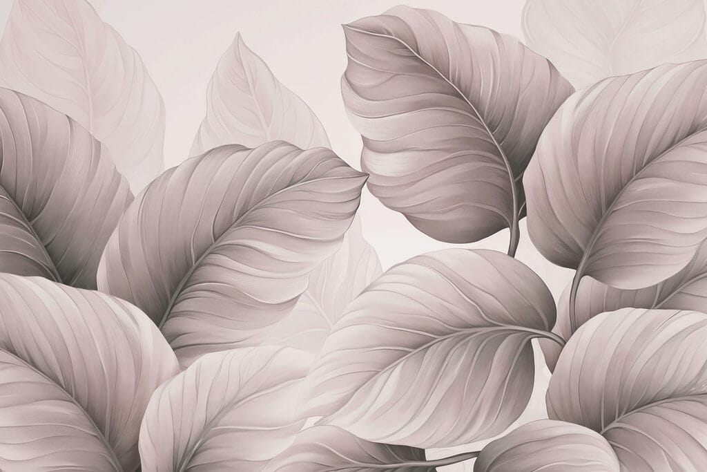 Des motifs de feuilles sereins dans des tons doux Des motifs de feuilles sereins dans des tons doux