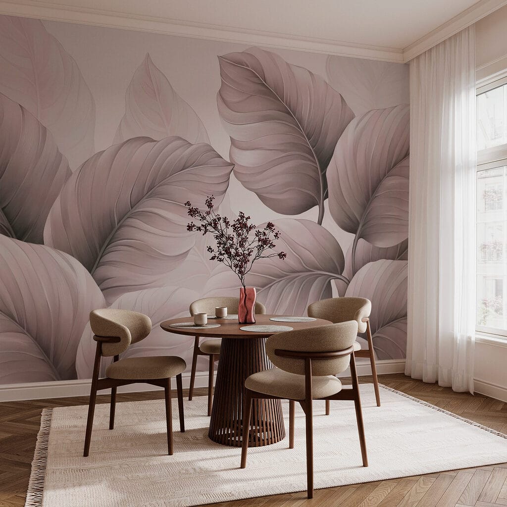 Serene leaf patterns in soft tones
