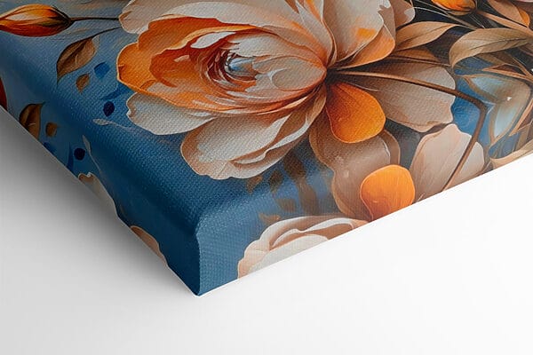 Peinture de fleurs sur fond bleu Peinture de fleurs sur fond bleu