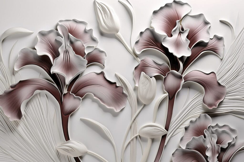 Mur avec fleurs et feuilles Mur avec fleurs et feuilles