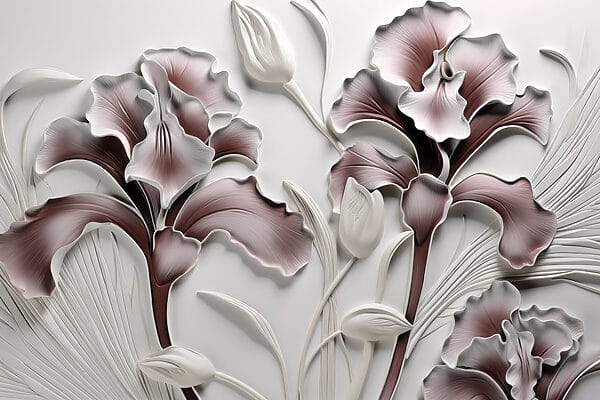 Mur avec fleurs et feuilles Mur avec fleurs et feuilles