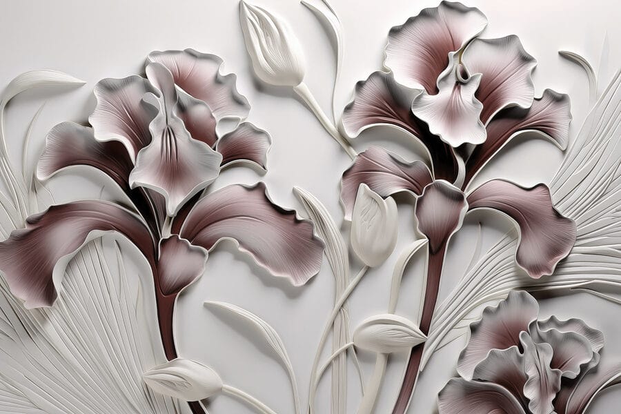 Mur avec fleurs et feuilles Mur avec fleurs et feuilles