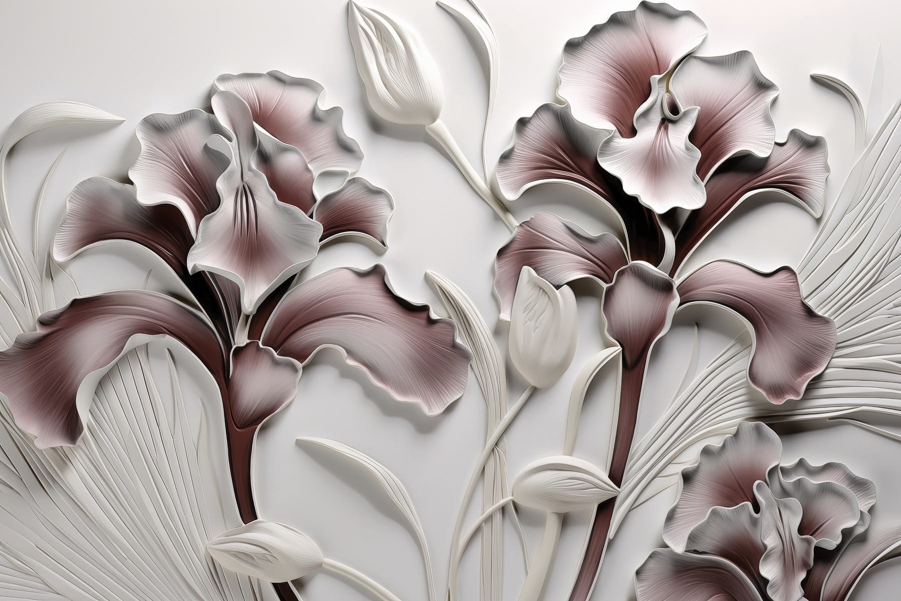 Wall with flowers and leaves