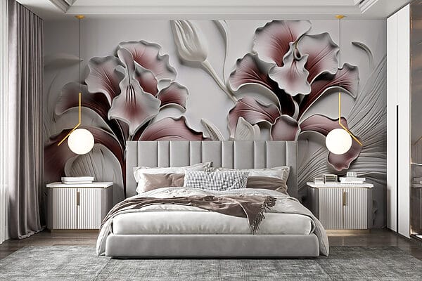 Mur avec fleurs et feuilles Mur avec fleurs et feuilles