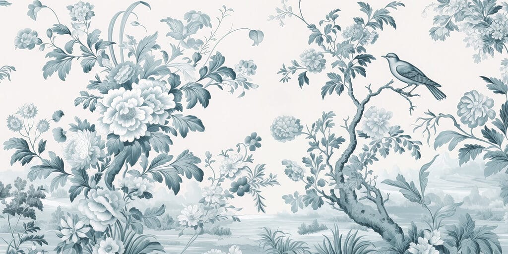 Papier peint avec des fleurs et des arbres Papier peint avec des fleurs et des arbres