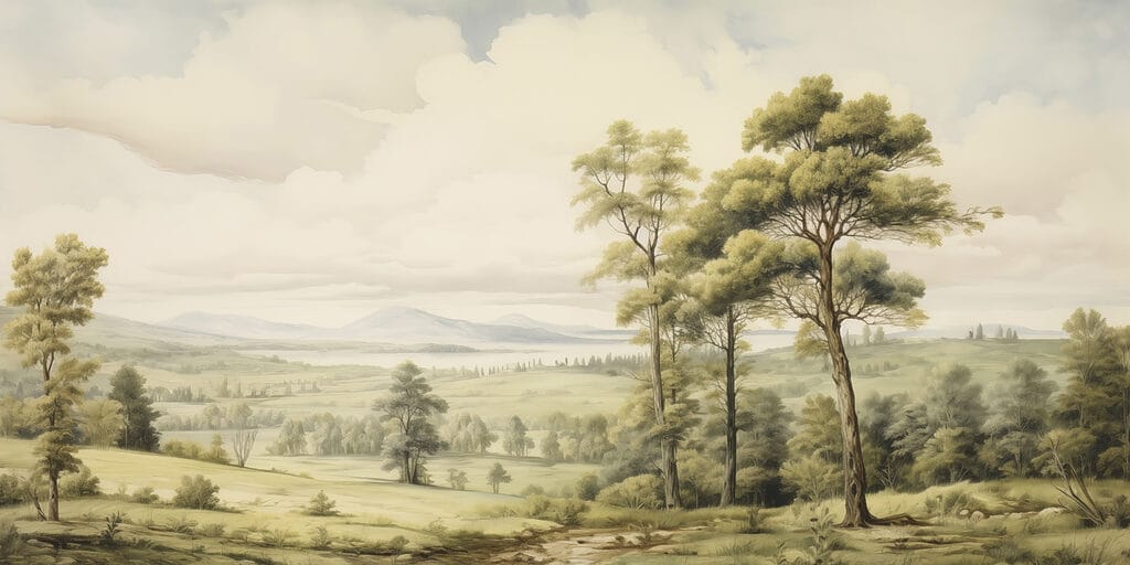 Paysage avec arbres et collines Paysage avec arbres et collines