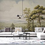 Papier peint Paysage avec arbres et collines