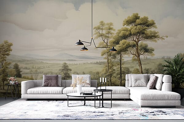 Paysage avec arbres et collines Paysage avec arbres et collines