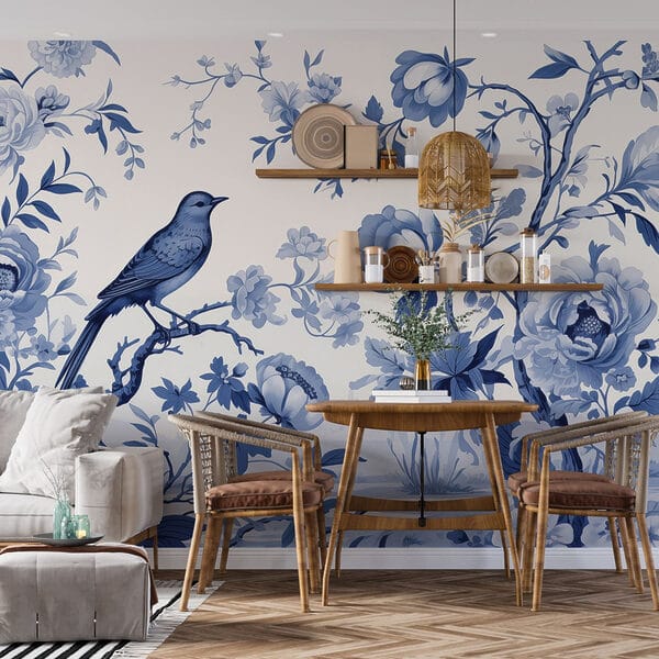 Oiseau sur une branche d'arbre avec des fleurs Oiseau sur une branche d'arbre avec des fleurs