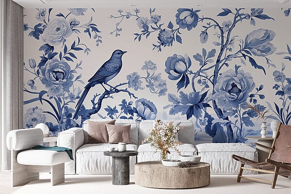 Oiseau sur une branche d'arbre avec des fleurs Oiseau sur une branche d'arbre avec des fleurs