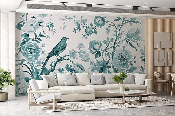 Oiseau sur une branche d'arbre avec des fleurs Oiseau sur une branche d'arbre avec des fleurs