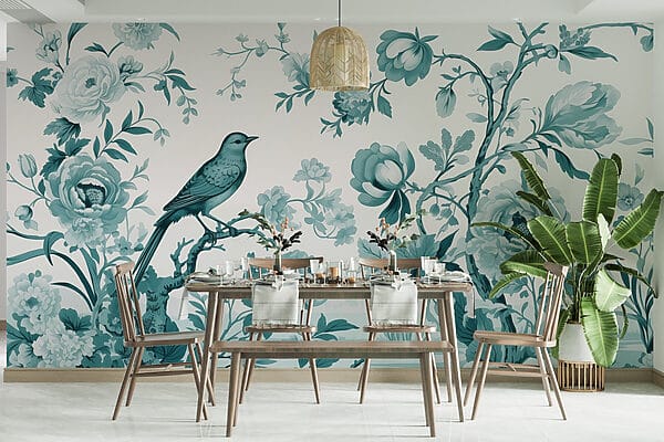 Oiseau sur une branche d'arbre avec des fleurs Oiseau sur une branche d'arbre avec des fleurs