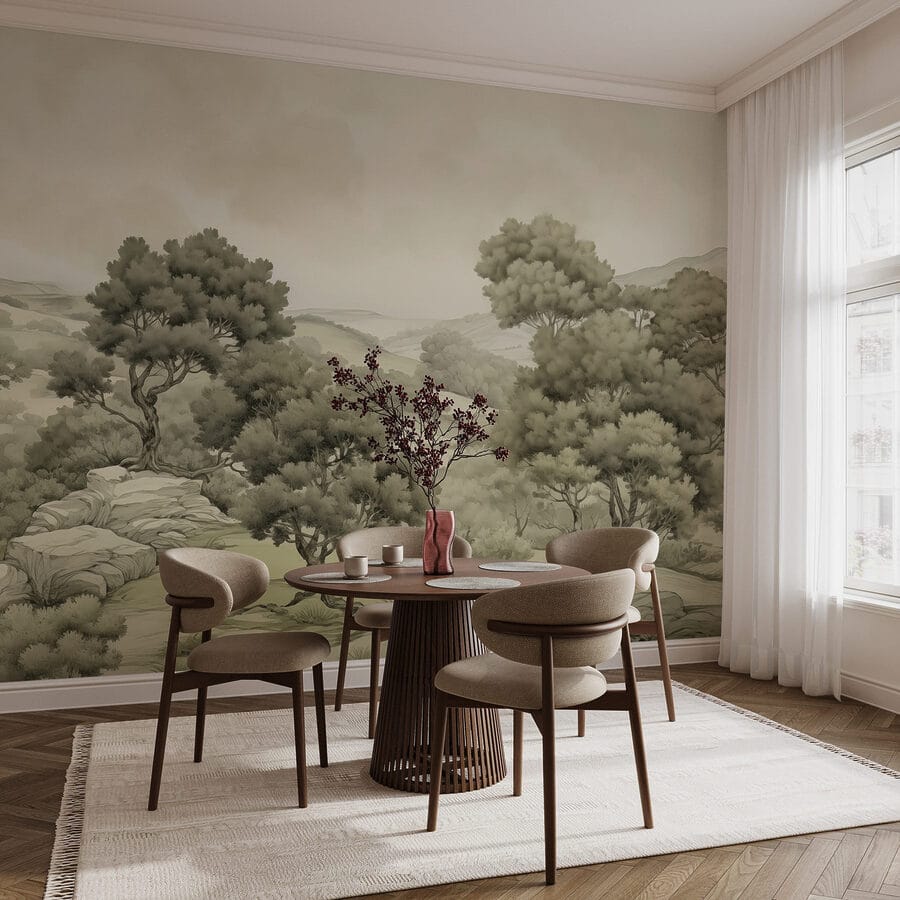 Paysage avec arbres et rochers