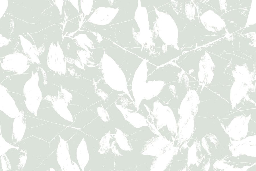 Feuilles blanches sur fond vert clair