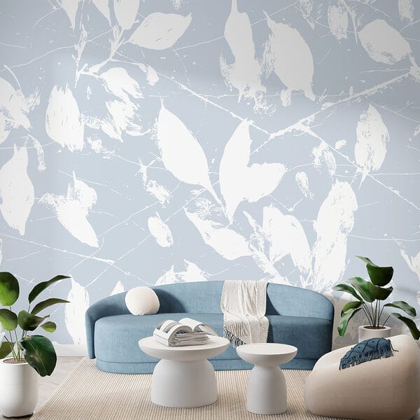 Feuilles blanches sur fond bleu Feuilles blanches sur fond bleu