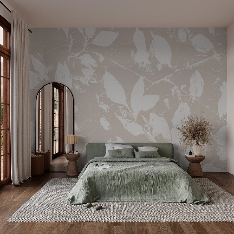 Feuilles blanches sur fond blanc