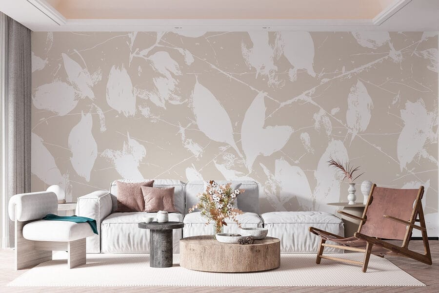 Feuilles blanches sur fond blanc