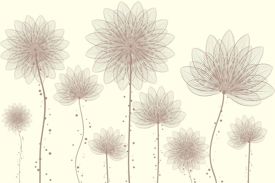 Groupe de fleurs avec des lignes et des points Groupe de fleurs avec des lignes et des points