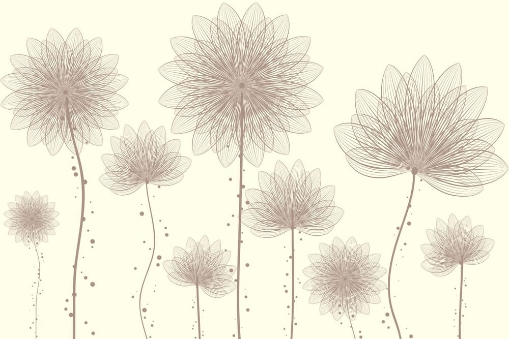 Groupe de fleurs avec des lignes et des points Groupe de fleurs avec des lignes et des points