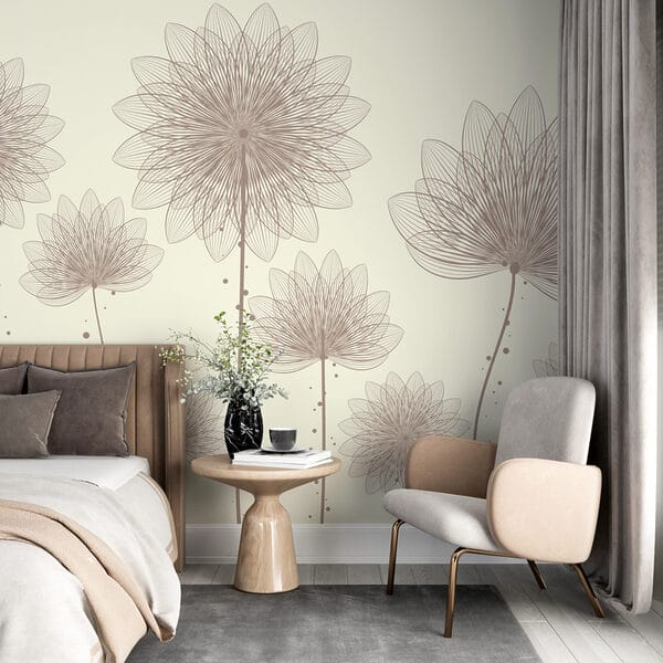Groupe de fleurs avec des lignes et des points Groupe de fleurs avec des lignes et des points