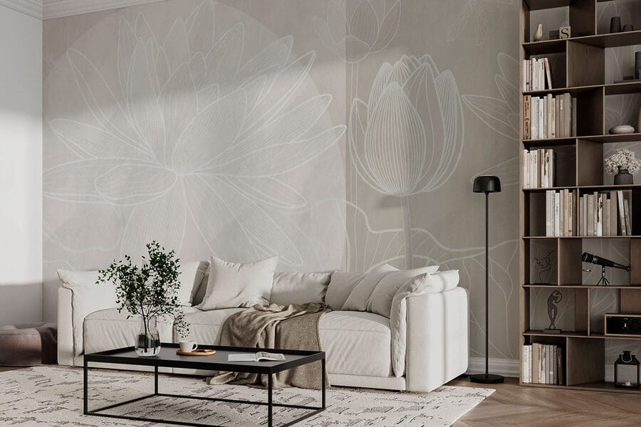 Dessin d'une fleur blanche sur fond gris Dessin d'une fleur blanche sur fond gris