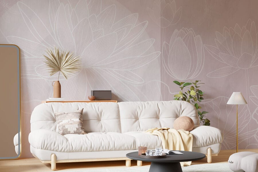 Dessin d'une fleur blanche sur fond gris