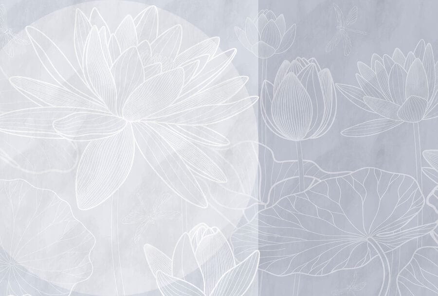 Dessin d'une fleur blanche sur fond gris
