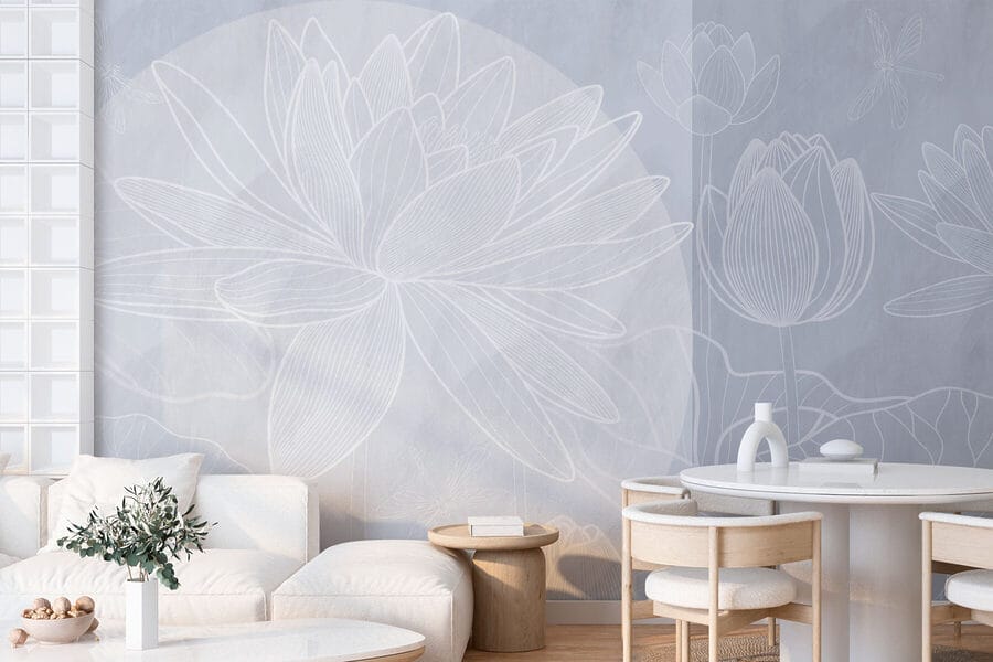 Dessin d'une fleur blanche sur fond gris