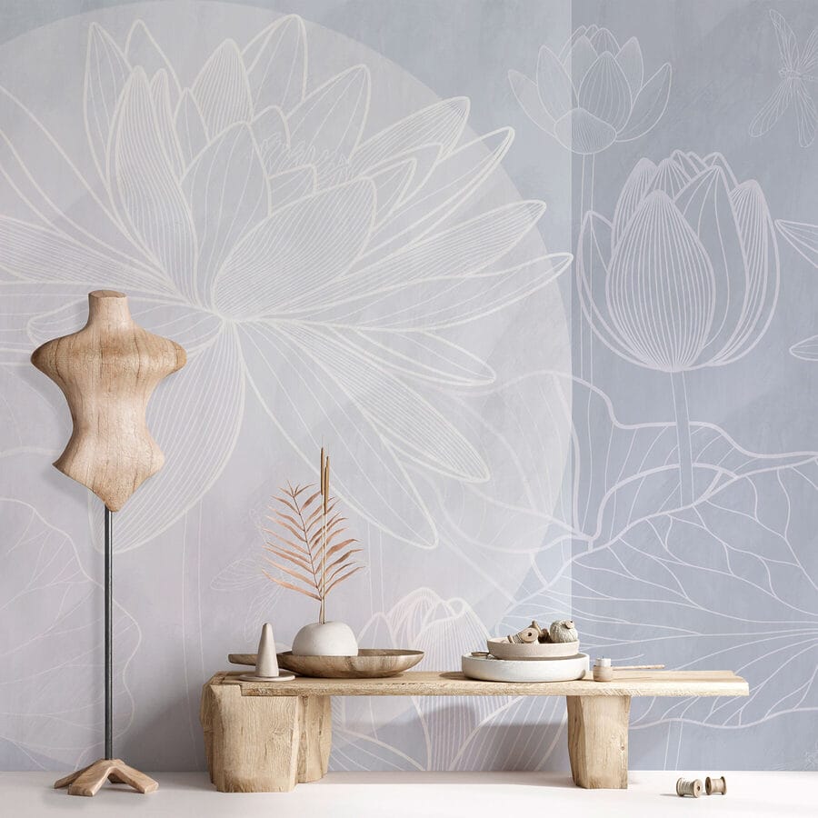 Dessin d'une fleur blanche sur fond gris