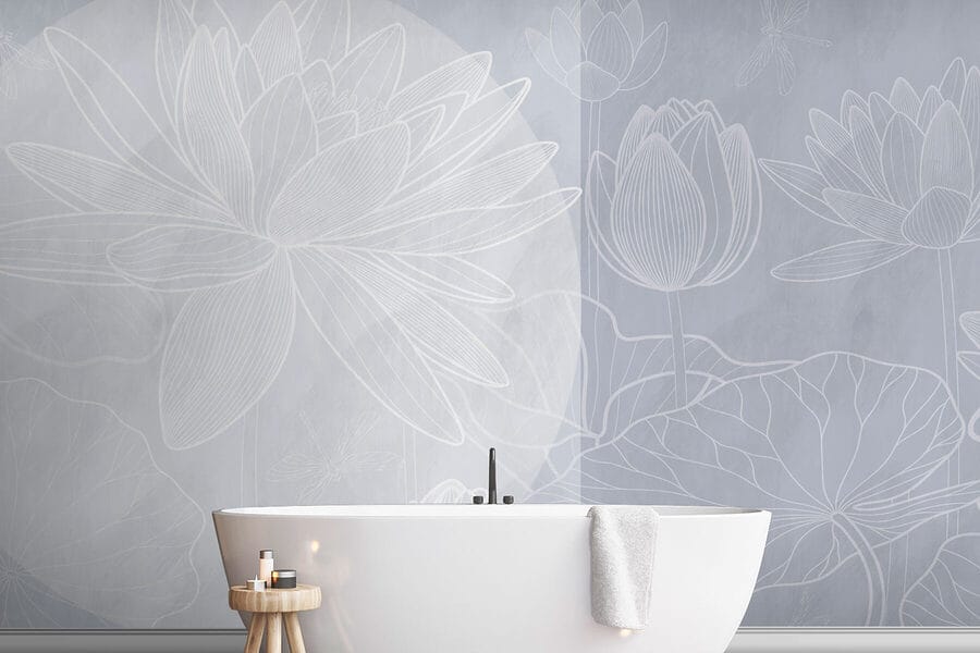 Dessin d'une fleur blanche sur fond gris