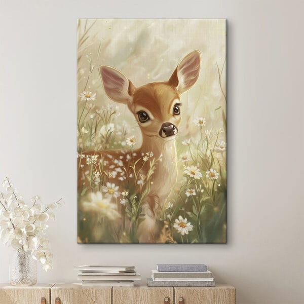 Bébé cerf dans un champ de fleurs Bébé cerf dans un champ de fleurs