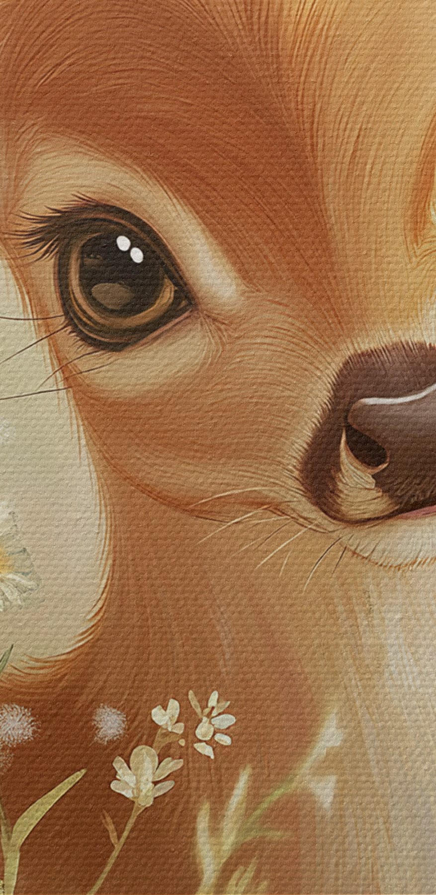 Bébé cerf dans un champ de fleurs